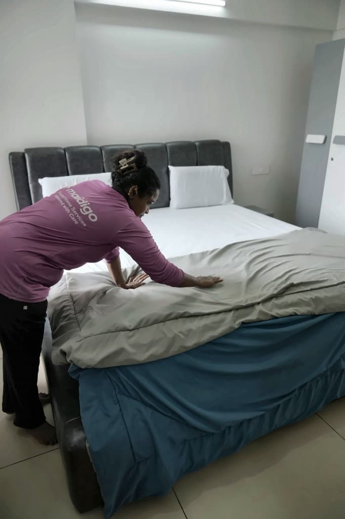Dusting, bed making and tidy home